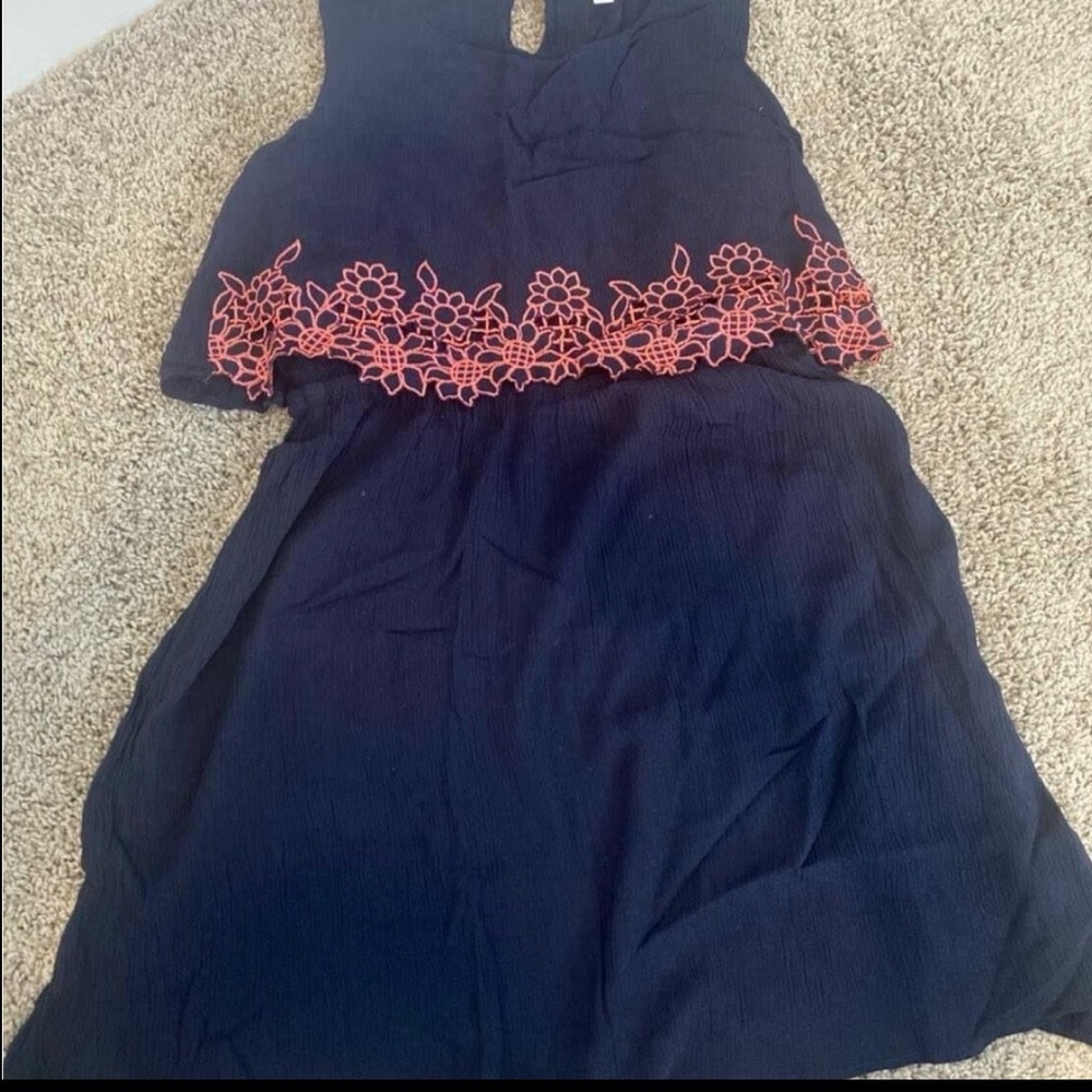 Women’s Dress with Coral Floral Trim